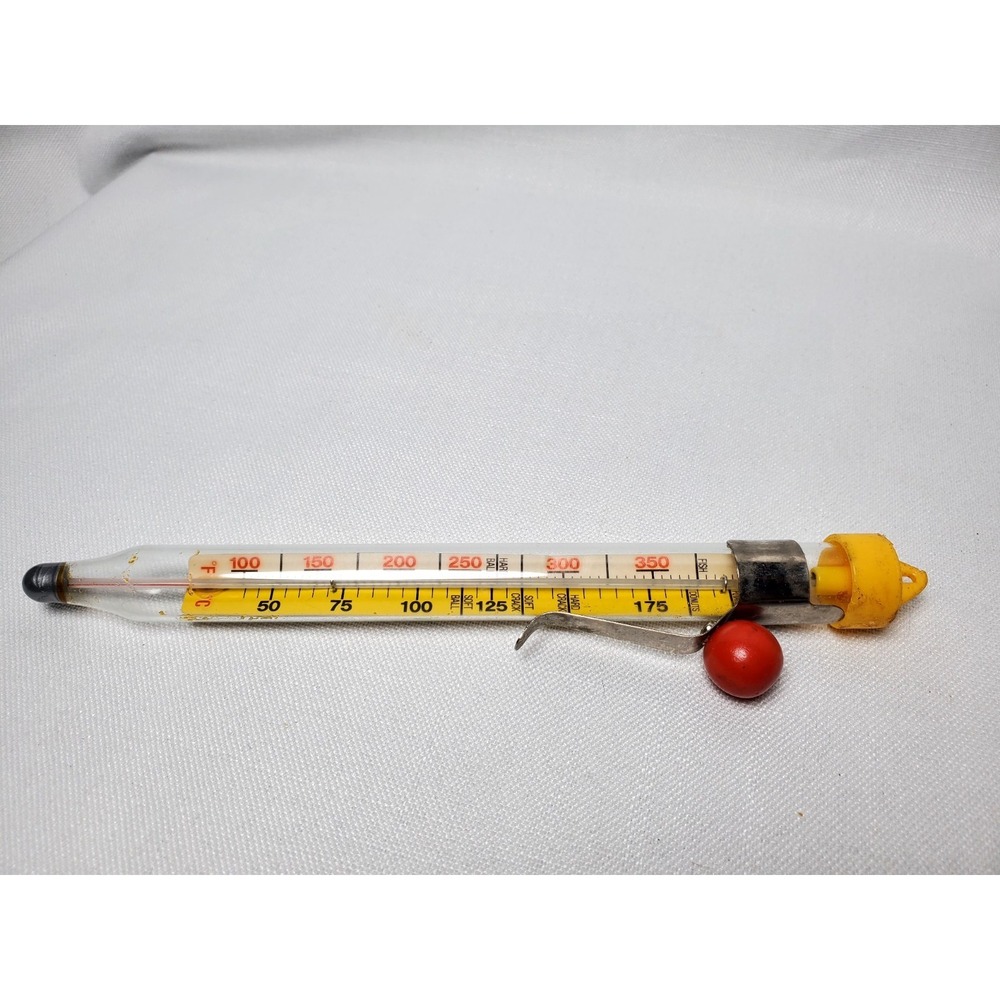 Vtg - ACU-RITE Glass Cooking Thermometer Deep Fry Candy Jelly Magnified‎ Numbers